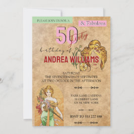 50 Fantastische Geburtstagsparty, Kunst, Frühlings Einladung