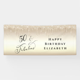 50 Fantastische Glitzer Champagne Gold Geburtstags Banner