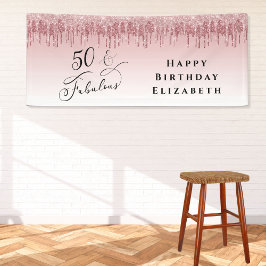 50 Fantastische Glitzer Rose Gold Pink Geburtstags Banner
