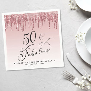 50 Fantastische Glitzer Rose Gold Pink Geburtstags Serviette