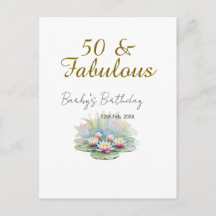 50 & fantastische goldene Wasserlotus-Lilie Aquare Postkarte