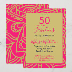 50 Fantastische Pink-Gold-Party Einladung
