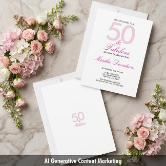 50 & Fantastische Pinke Geburtstagsfeier Einladung