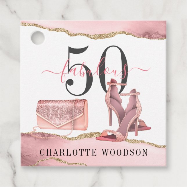 50 Fantastische Rose Gold Glitzer Agate Shoes Gesc Geschenkanhänger (Vorderseite)