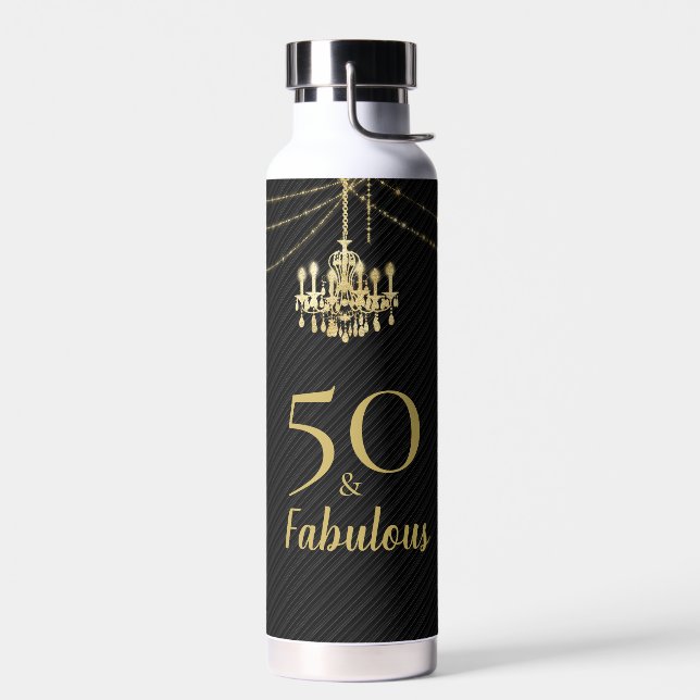 50 Fantastischer 50. Geburtstag Goldener Kronleuch Trinkflasche (Links)