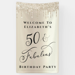 50 Fantastischer Glitzer Champagne Gold Geburtstag Banner