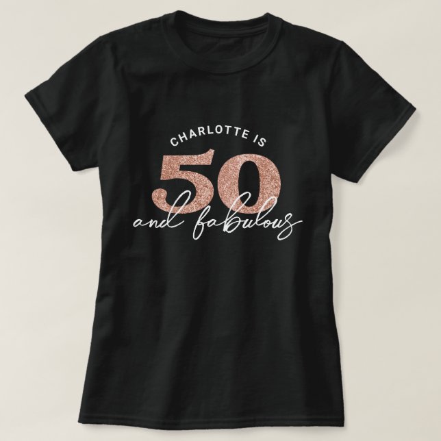 50 Fantastischer Glitzer Personalisiert Geburtstag T-Shirt (Design vorne)