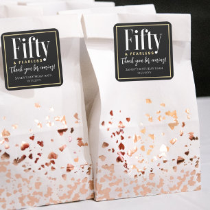 50 & Fearless Elegant Moderne Custom Vielen Dank Quadratischer Aufkleber