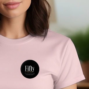 50 & Fearless Geburtstag Elegant Modern Schwarz Ma Button