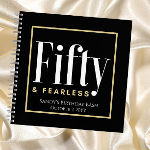 50 & Fearless Geburtstag Elegant Modern Schwarz Ma Notizbuch