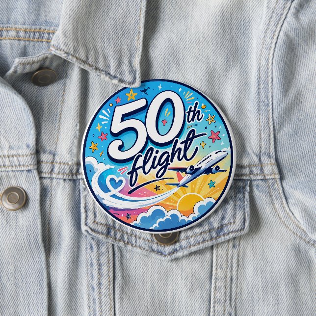 50. Flug Flugzeug farbenfrohes Souvenir Button (Beispiel)