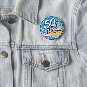 50. Flug Flugzeug farbenfrohes Souvenir Button