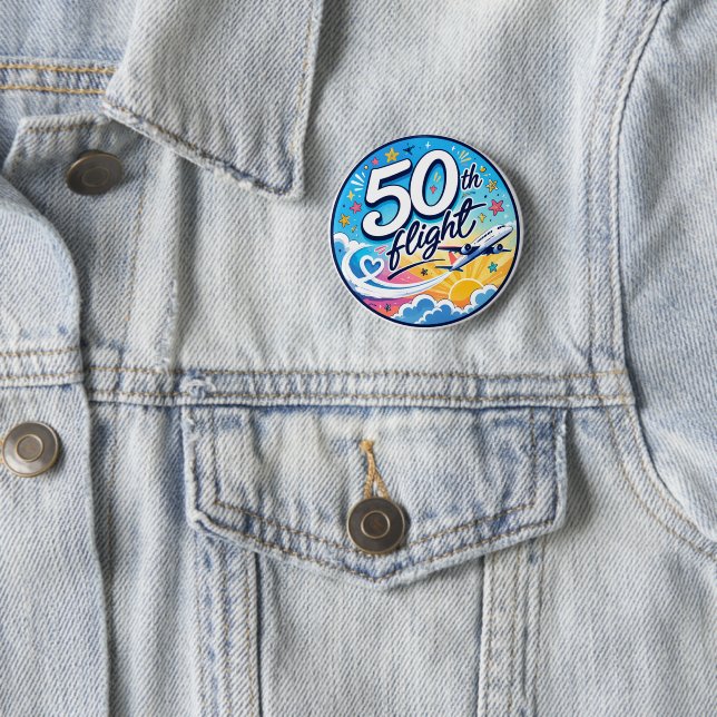 50. Flug Flugzeug farbenfrohes Souvenir Button (Beispiel)