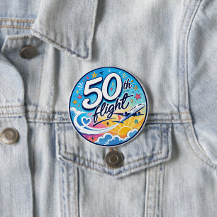 50. Flug Flugzeug farbenfrohes Souvenir Button