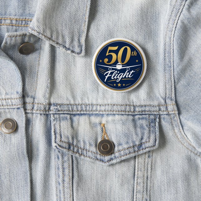 50. Flug goldenes Flugzeug Reiseandenken Button (Beispiel)