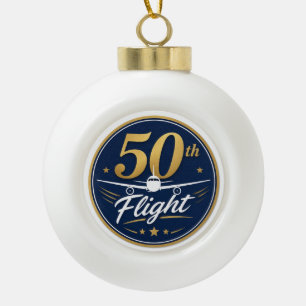 50. Flug goldenes Flugzeug Reiseandenken Keramik Kugel-Ornament