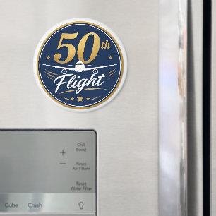 50. Flug goldenes Flugzeug Reiseandenken Magnet