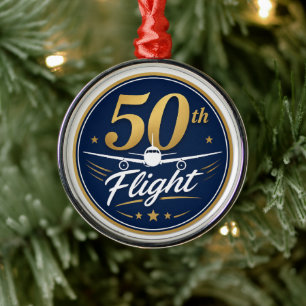 50. Flug goldenes Flugzeug Reiseandenken Ornament Aus Metall