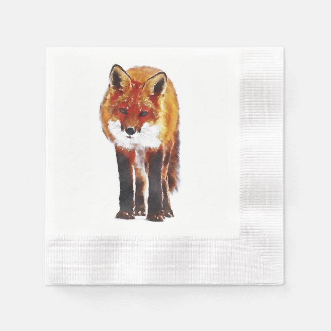 50 Fuchs Papierservietten, Holzspeisewäsche Serviette (Vorderseite)