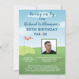 50. Fünfzigster Männergeburtstag Party Foto Golf Einladung
