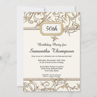 50. Fünfzigstes Glam Gold Hollywood Regency Party Einladung