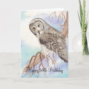 50. Funny Birthday Owl Karte