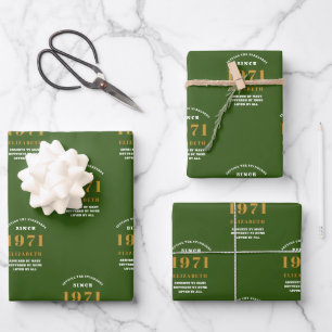 50. Geburtstag 1971 Grünes Gold für ihr Personalis Geschenkpapier Set