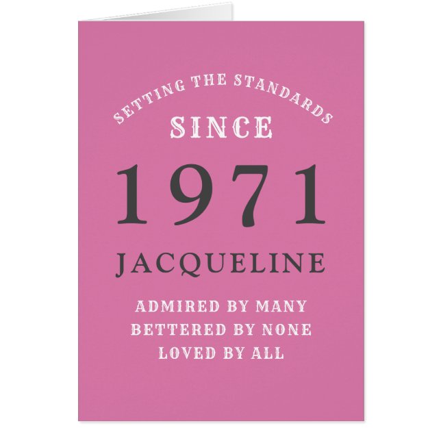 50. Geburtstag 1971 rosa Schwarz für ihr Personali (Vorne)
