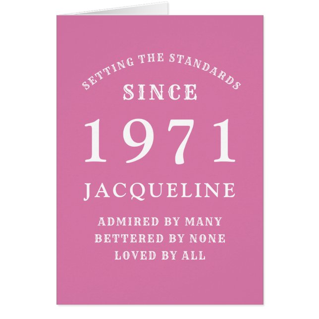 50. Geburtstag 1971 Rosa Weiß für ihr Personalisie (Vorne)