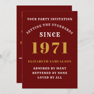 50. Geburtstag 1971 Rotes Gold Personalisiert für  Einladung