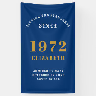 50. Geburtstag 1972 Elegant Chic Gold Blue Banner