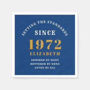50. Geburtstag 1972 Elegant Chic Gold Blue Serviette