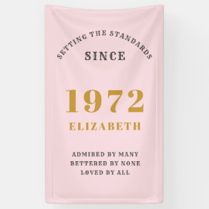 50. Geburtstag 1972 Elegant Gold Pink Gray Banner