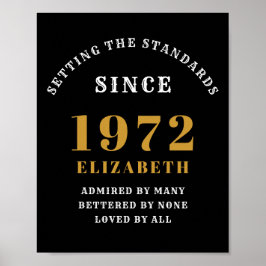 50. Geburtstag 1972 Eleganter Black Gold Chic Poster