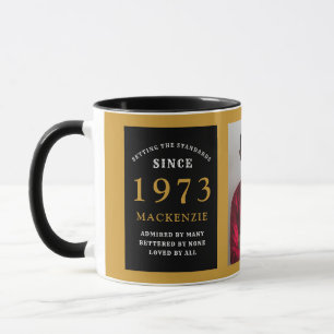 50. Geburtstag 1973 Schwarzes Gold Add Name Foto Tasse