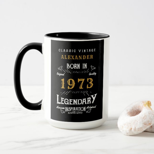 50. Geburtstag 1973 Vintag gestalten Tasse (Mit Donut)