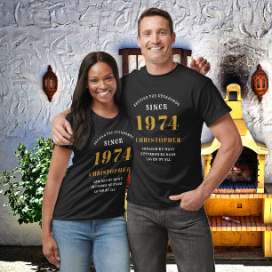 50. Geburtstag 1974 Name hinzufügen Schwarze Gold T-Shirt