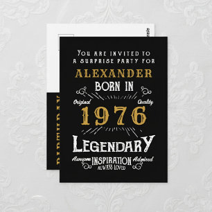 50. Geburtstag 1976 Black Gold Legend Einladung Postkarte