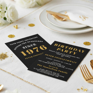 50. Geburtstag 1976 Schwarz Gold Personalisiert Fü Einladung