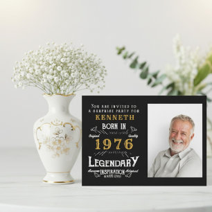 50. Geburtstag 1976 Vintage Schwarz Gold Personali Einladung