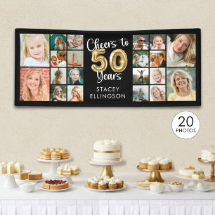 50. Geburtstag 20 Foto Collage Cheers to 50 Years Banner