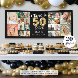 50. Geburtstag 20 Foto Collage Cheers to 50 Years Banner