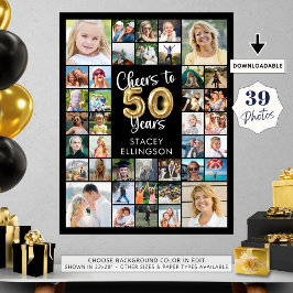 50. Geburtstag 39 Foto Collage freut sich auf Jahr Poster
