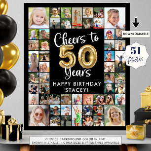 50. Geburtstag 41 Foto Collage Cheers to 50 Years Poster