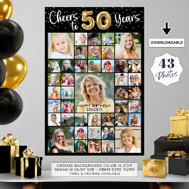 50. Geburtstag 43 Foto Collage Cheers to 50 Years Poster