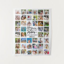 50. Geburtstag 44 Foto Collage Party Hintergrund Wandteppich