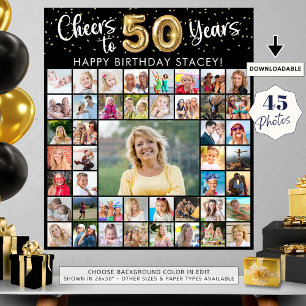 50. Geburtstag 45 Fotocollage jubelt bis Jahre Poster