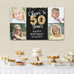 50. Geburtstag 4 Fotos Prost auf 50 Jahre Konfetti Banner
