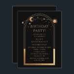 50. Geburtstag 50 Celestial Black Gold Astronomie Einladung<br><div class="desc">50. Geburtstag 50 Celestial Mystical Black Gold Sun Moon Astronomie Einladungen Einladungen bietet Gold Sonne,  Mond und Sterne mit einem goldenen Rahmen auf einem schwarzen Hintergrund. Im Inneren finden Sie Ihre persönlichen Informationen zur Geburtstagseinladung. Entworfen für Sie von Evco Studio. Anzeigen der koordinierenden Auflistung unter www.zazzle.com/store/evcostudio</div>