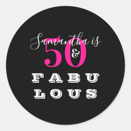50. Geburtstag 50 fabelhafte Hot Pink Geburtstagsp Runder Aufkleber